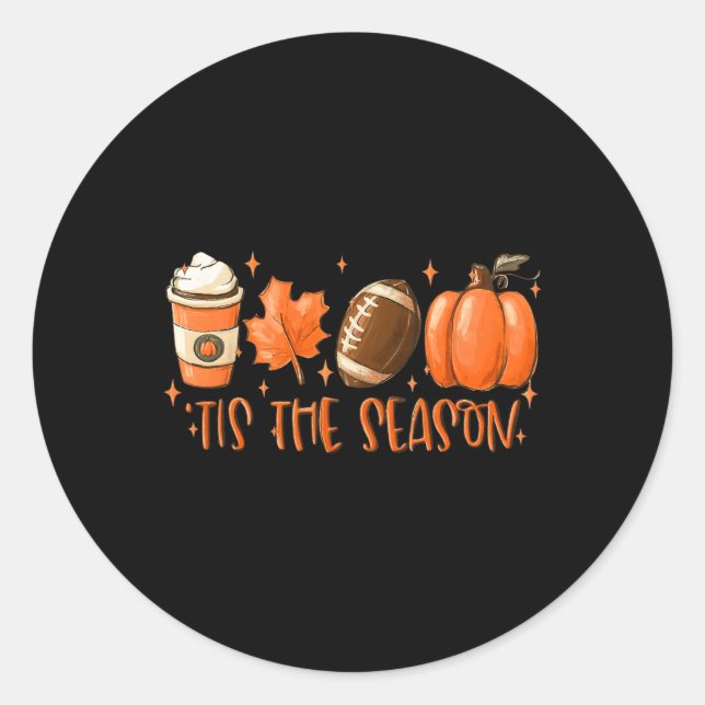 Sticker Rond C'Est La Saison Football Football Chute Thanksgivi (Devant)