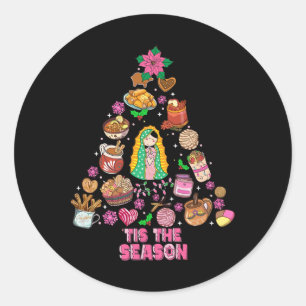 Sticker Rond C'Est La Saison Noël Mexicaine Feliz Navidad Xma