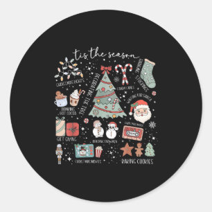 Sticker Rond C'Est La Saison Père Noël Sucre de canne Noël Noël