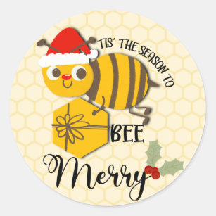Sticker Rond C'est la saison pour être joyeux bee card
