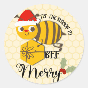 Sticker Rond C'est la saison pour être joyeux bee card
