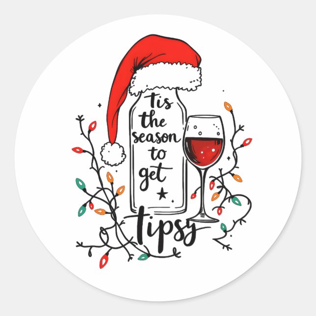 Sticker Rond C'est la saison pour être pompette  (Devant)
