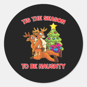 Sticker Rond C'est la saison pour le couple de rennes coquins R