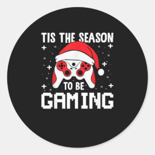 Sticker Rond C'est la saison pour le rythme de Noël du gamer