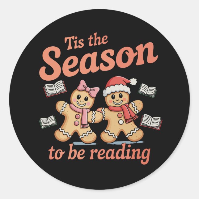 Sticker Rond C'est la saison pour lire Gingerbread Noël (Devant)