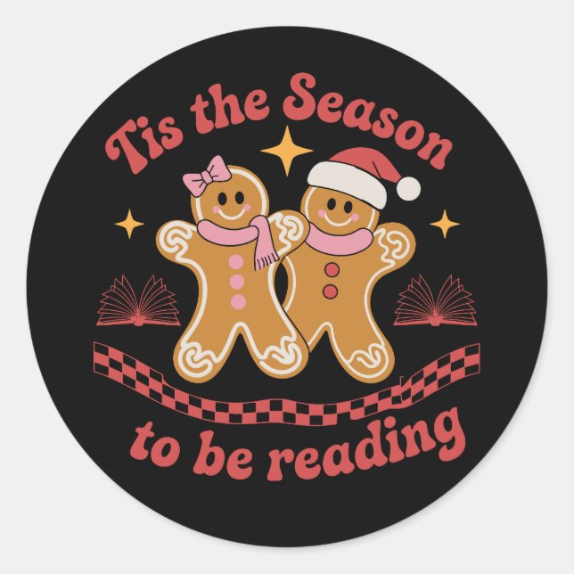 Sticker Rond C'est la saison pour lire l'école de Noël  (Devant)