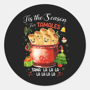 Sticker Rond C'Est La Saison Pour Tamales Nourriture Mexicaine 