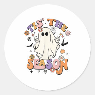 Sticker Rond C'Est La Saison Retro Halloween Party Funny Minima