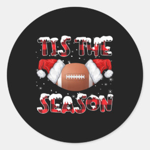 Sticker Rond C'Est La Saison Santa Hat Football Red Plaid Chris