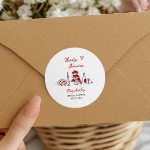 Sticker Rond C'est l'amour Mariage Italien Dessin à la Main Rou