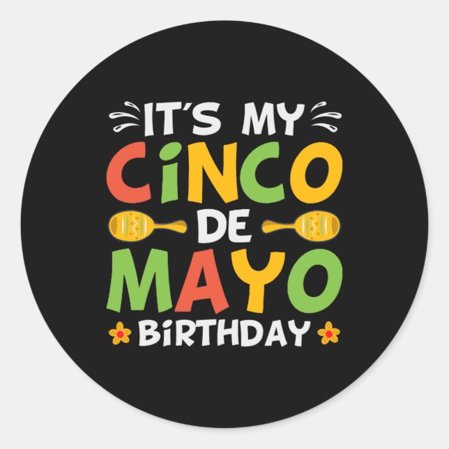 Sticker Rond C'est l'anniversaire de My Cinco De Mayo (Devant)