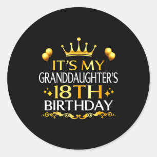 Sticker Rond C'est l'anniversaire des 18 ans de ma petite-fille
