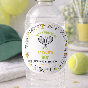 Sticker Rond C'est l'anniversaire du jeu de tennis pour enfants