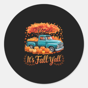 Sticker Rond C'est l'automne à tous le camion de citrouille aut