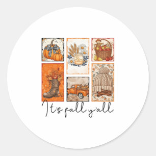 Sticker Rond C'est l'automne à vous tous Saison de citrouille d