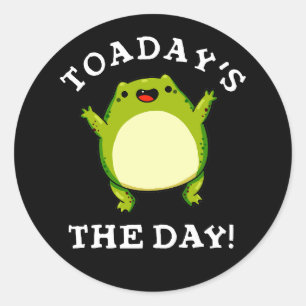 Sticker Rond C'est Le Jour Drôle de Punaisée Grenouille Fond So