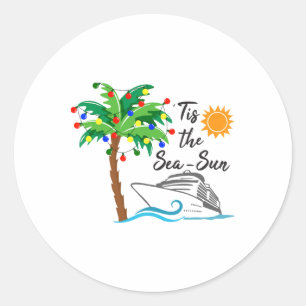 Sticker Rond C'est le soleil de la mer de Noël en juillet Plage