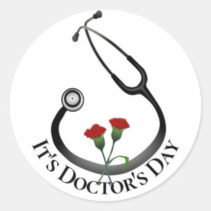 Sticker Rond C'est le Stethoscope du jour du Docteur