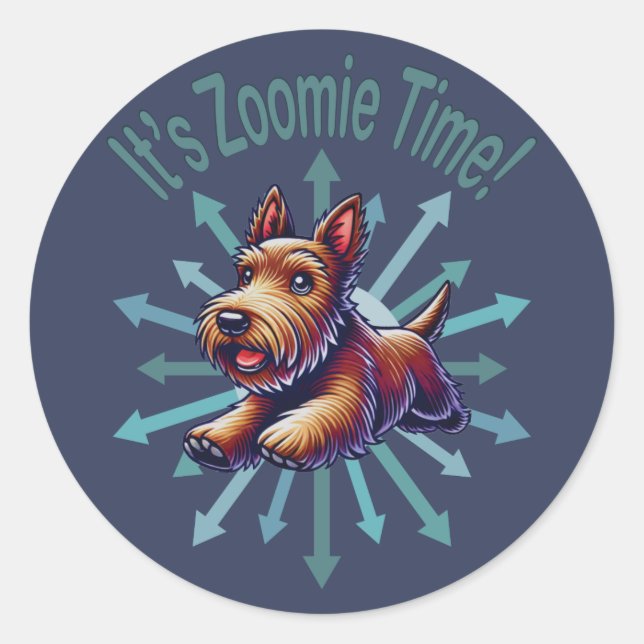 Sticker Rond C'est le temps Zoomie Brown Scotty (Devant)