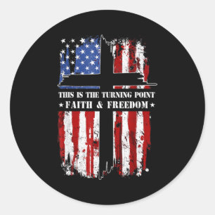 Sticker Rond C'est le tournant Foi chrétienne patriotique