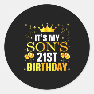 Sticker Rond C'est les 21 ans de mon fils Joyeux Anniversaire 2