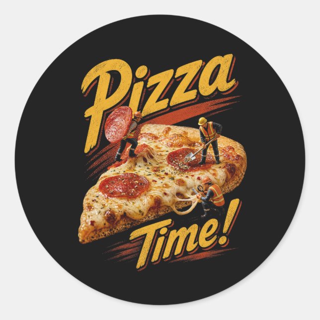 Sticker Rond C'est l'heure de la pizza ! (Devant)