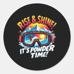 Sticker Rond C'est l'heure de la poudre Lunettes de ski Ski Mon