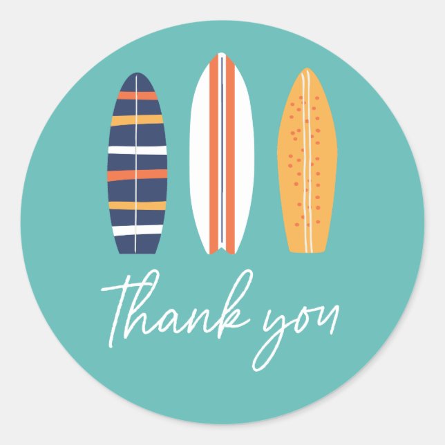 Sticker Rond C'est l'heure de surfer sur un garçon Planche de s (Devant)