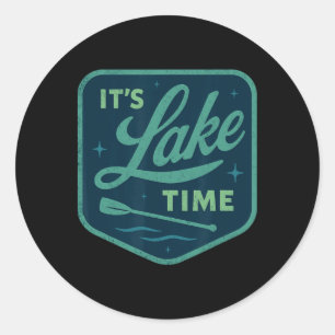 Sticker Rond C'est l'heure du lac Art d'été pour hommes femmes