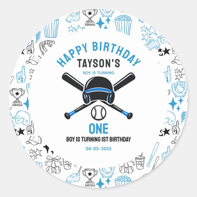 Sticker Rond C'est l'heure du match de baseball 1er anniversair (Devant)