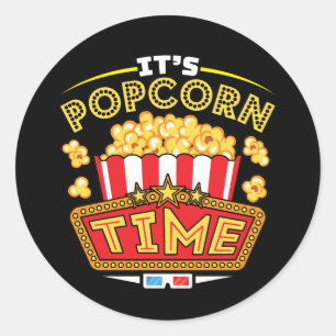 Sticker Rond C'est l'heure du pop-corn