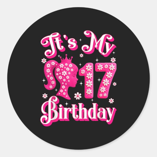 Sticker Rond C'Est Ma 17e Poupée Fille Anniversaire 17 Ans Anni (Devant)