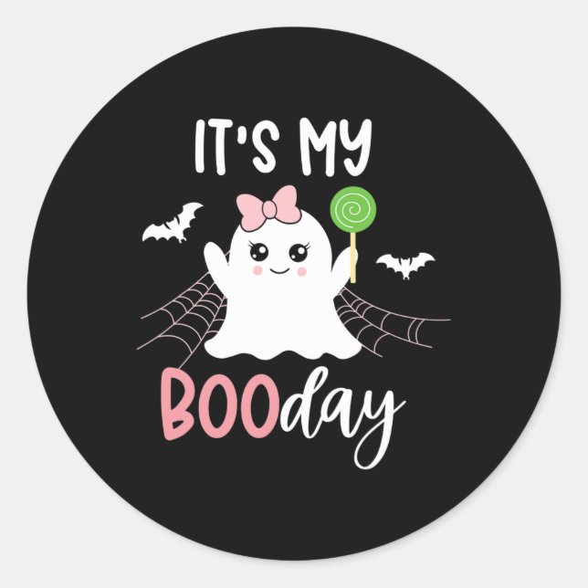 Sticker Rond C'Est Ma Boo Day Mignonne Halloween Anniversaire F (Devant)