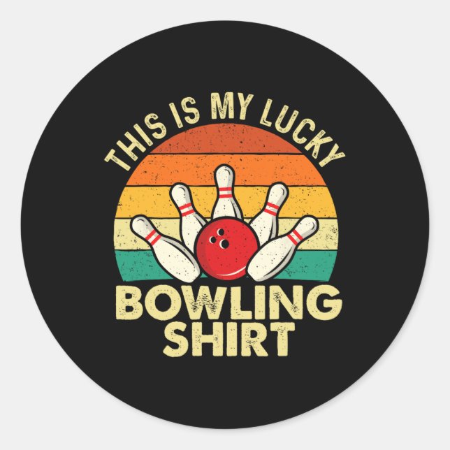 Sticker Rond C'Est Ma Chemise De Bowling Lucky - Bowler Bowling (Devant)
