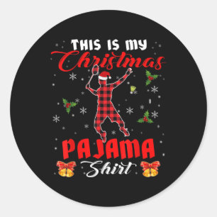 Sticker Rond C'est ma chemise de pyjama de Noël Santa à carreau