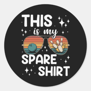 Sticker Rond C'Est Ma Chemise De Secours Retro Vintage Bowling