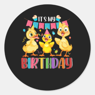 Sticker Rond C'Est Ma Fête Des Canards D'Anniversaire Pour L'Ag