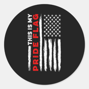 Sticker Rond C'Est Ma Fierté Drapeau Patriotique Américain 4E O