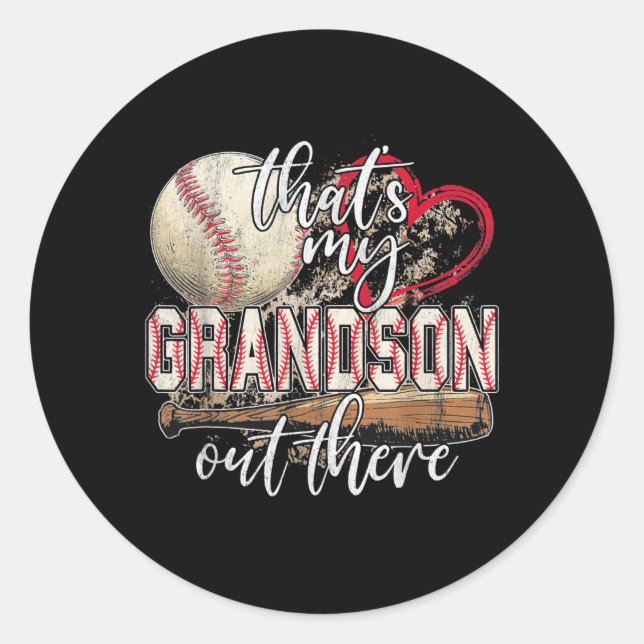 Sticker Rond C'est ma grand-mère de baseball là-bas (Devant)