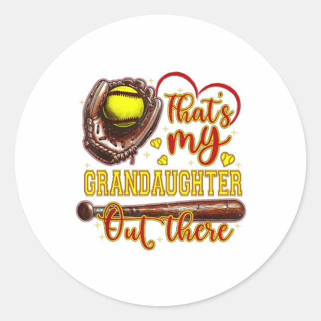 Sticker Rond C'Est Ma Petite-Fille Là-Bas, Grand-Mère De Softba (Devant)