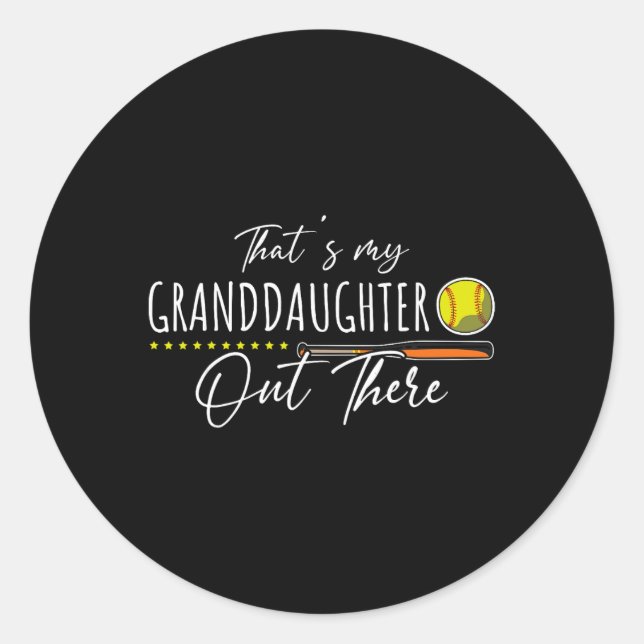 Sticker Rond C'est ma petite-fille là-bas Joueuse de softball (Devant)