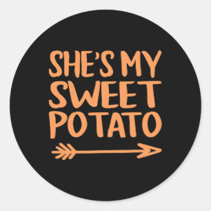 Sticker Rond C'Est Ma Pomme De Terre Douce, Je Joue Des Couples