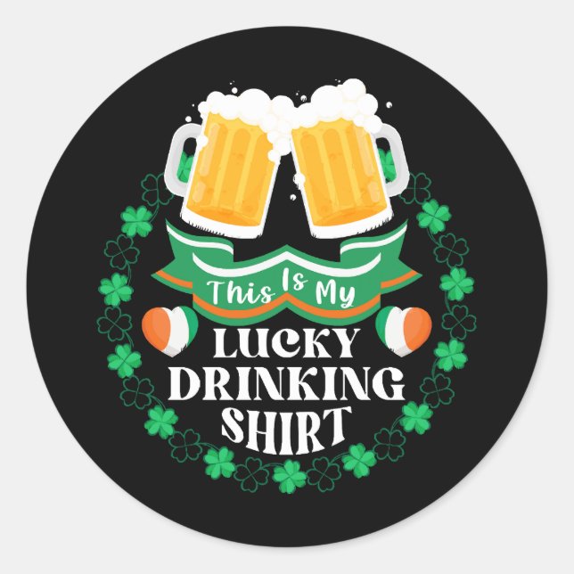 Sticker Rond C'est ma Saint-Patrick de boisson chanceuse de biè (Devant)