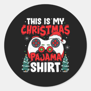 Sticker Rond C'est ma vidéo de Noël en pyjama pour joueurs de j