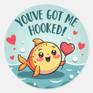 Sticker Rond C'est mignon "Vous m'avez fait un câlin !" Fish Va