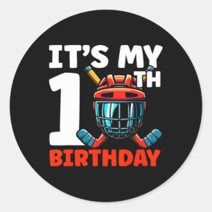 Sticker Rond C'est mon 10e anniversaire Joueur de hockey 10 ans