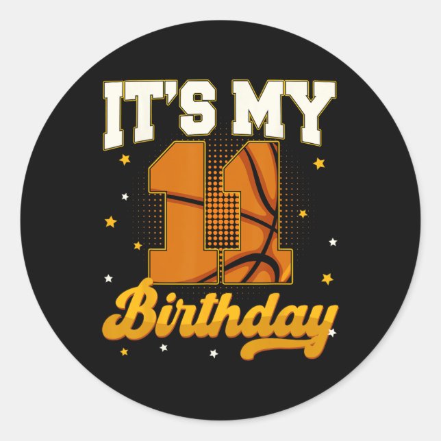 Sticker Rond C'est mon 11e anniversaire Sketll Boy 11 ans Cadea (Devant)