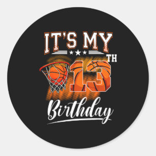 Sticker Rond C'est mon 13ème anniversaire Thème Basketball 13 a