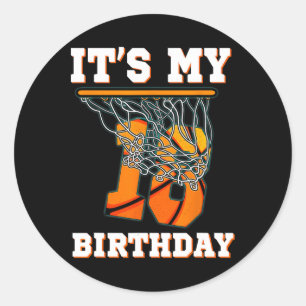 Sticker Rond C'est mon 18e anniversaire Bysketbyll Boy Party 18