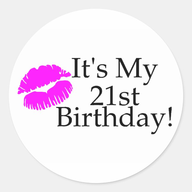 Sticker Rond C'est mon 21e anniversaire (Kiss) (Devant)